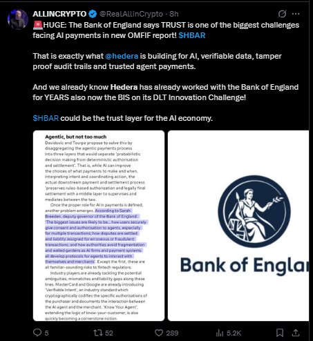 Hedera News Today: Bank of England AI Payments Trust Report Claim Hedera News Today: Bank of England AI Payments Trust Report Claim