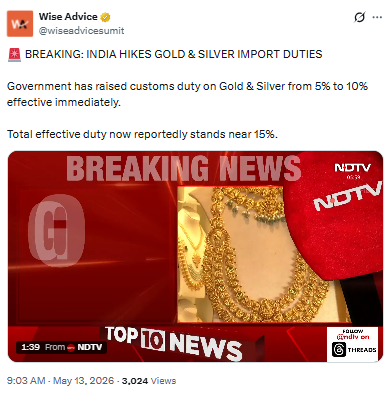 Wise Advice By sumit tweet about gold silver import duty