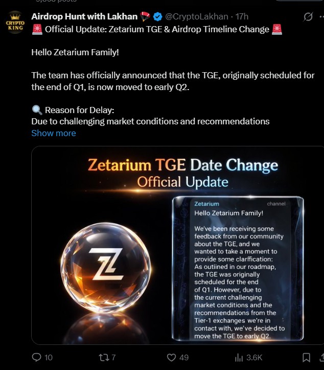 Zetarium Airdrop and TGE Update