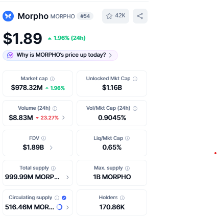 Morpho price today