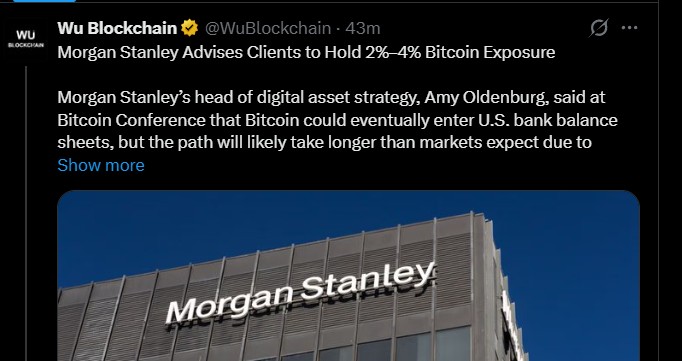 Morgan Stanley Bitcoin Advises