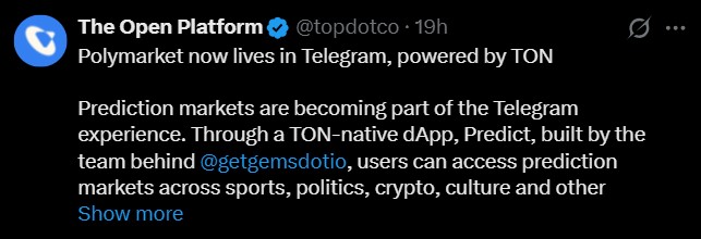 Polymarket live on Telegram