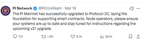 Pi Network mainnet upgrade protocol 20 update and v21 roadmap