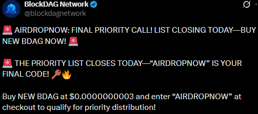  BlockDAG Listing today X post