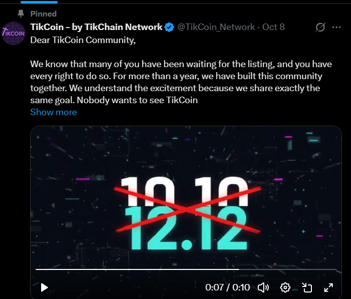 Tikcoin Network Listing date Delayed Tikcoin Network Listing date Delayed