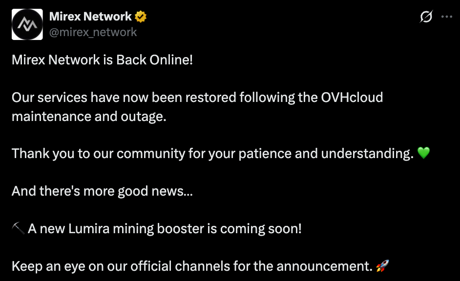 Mirex Network Official Tweet Mirex Network Official Tweet