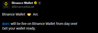 Binance wallet X post