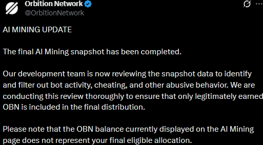 Orbition Network News official X post Orbition Network News official X post