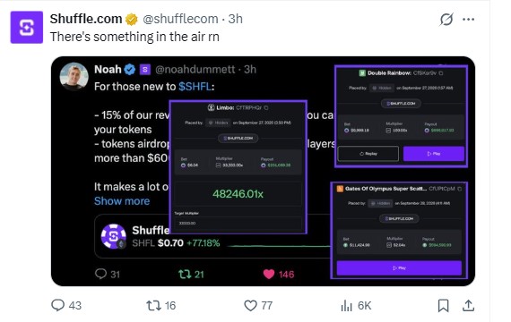Shuffle official X post,