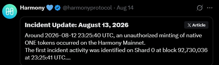 Harmony Protocol Hack Update Harmony Protocol Hack Update
