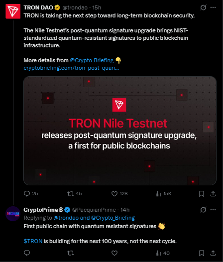 TRON Nile Testnet Introduces Quantum-Resistant Signatures TRON Nile Testnet Introduces Quantum-Resistant Signatures