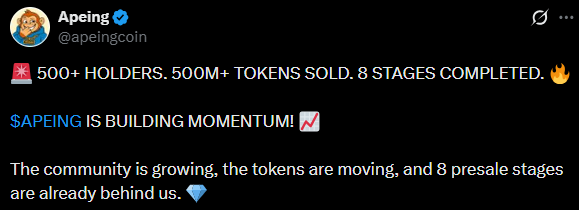 Apeing presale update X post