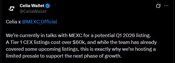 Celia listing on MEXC Talk Celia listing on MEXC Talk