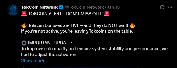 TokCoin Airdrop Bonus Live TokCoin Airdrop Bonus Live