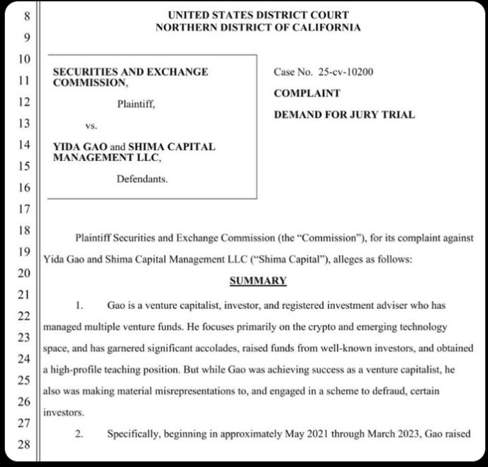 Why did the SEC accuse Yida Gao?