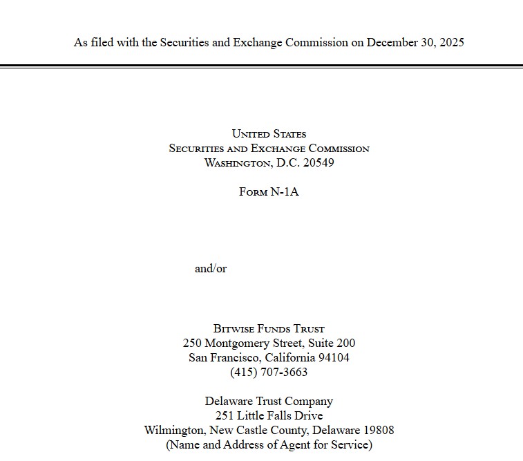 Bitwise Crypto ETFs SEC filings 