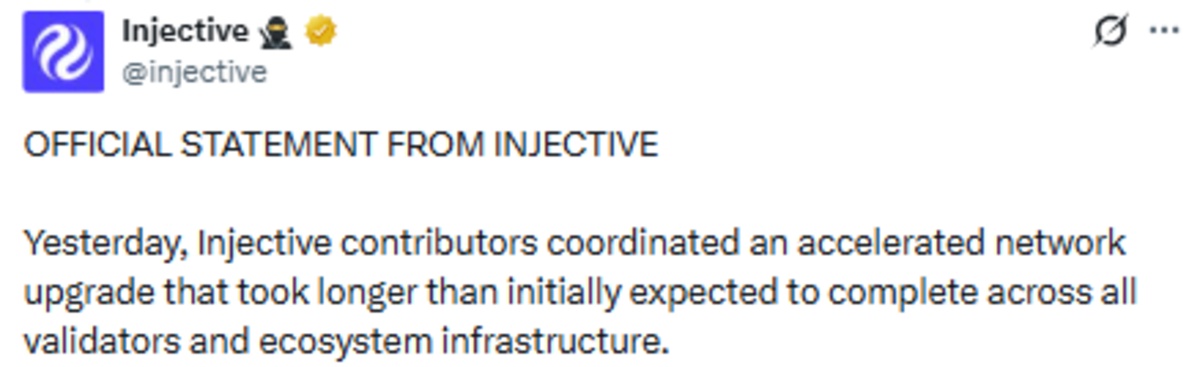 Injective news official X post screenshot showing details