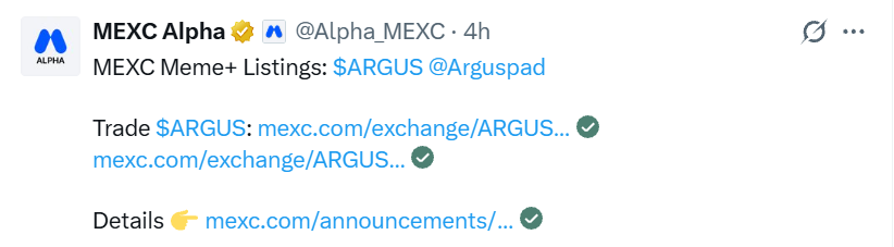 Argus MEXC listing today