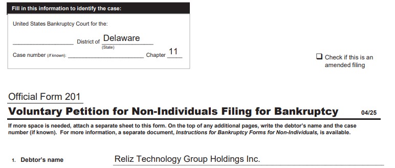 BlockFills Chapter 11 Bankruptcy filing BlockFills Chapter 11 Bankruptcy filing