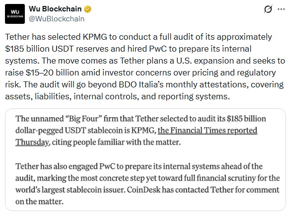 Tether KPMG Audit of USDT reserves signals transparency shift