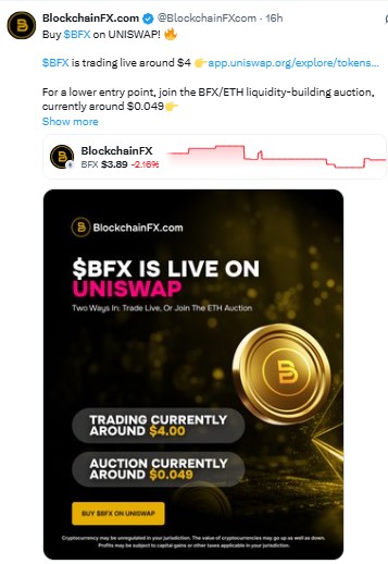 BFX alongside live Uniswap