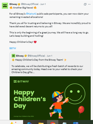 post on X By Bitway official