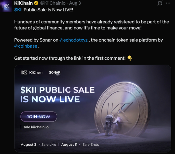kiichain presale news updated on X