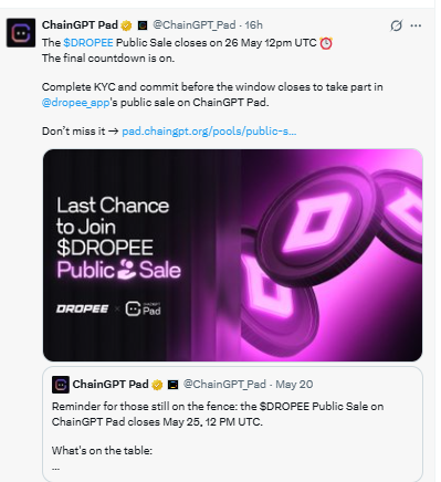 CHainGpt Public sale close today