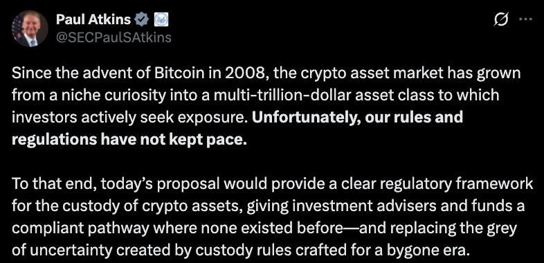 Paul Atkins Official tweet