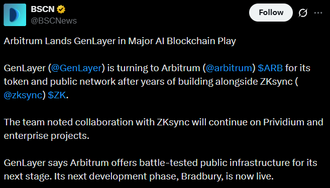 Genlayer, Arbitruma and ZKsync Update