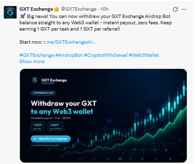 GXT Exchange Web3 wallet withdrawal feature announcement