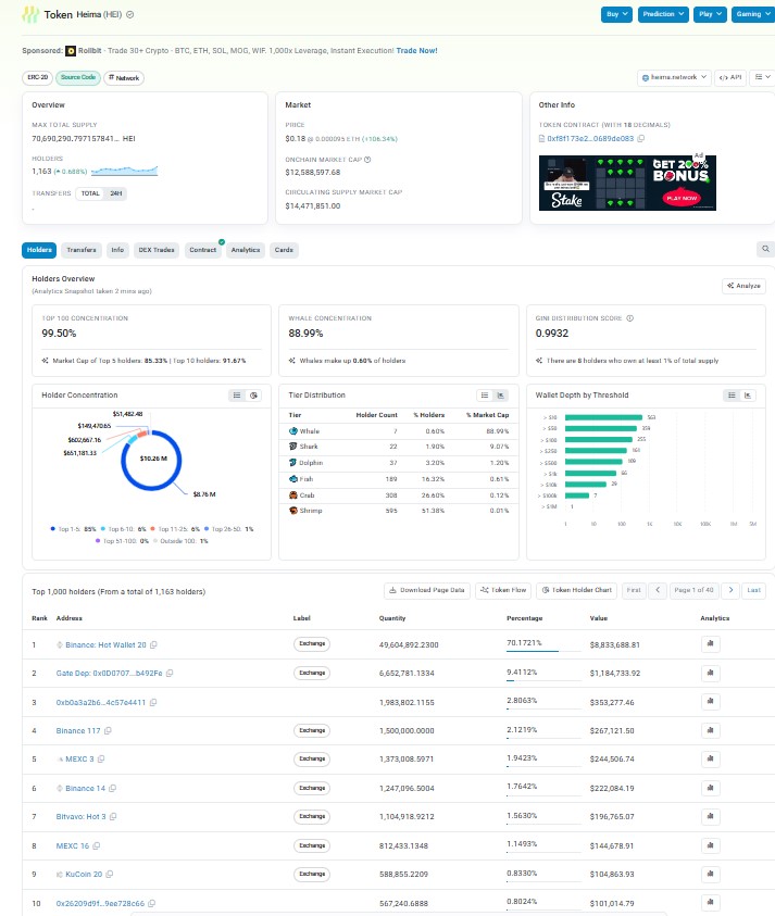 HEI Tokenomics And Whale Concentration HEI Tokenomics And Whale Concentration