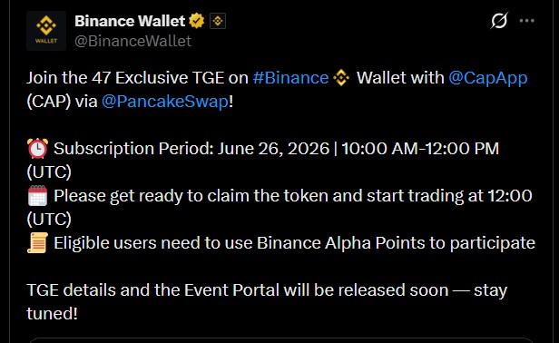 Cap Coin Binance listing