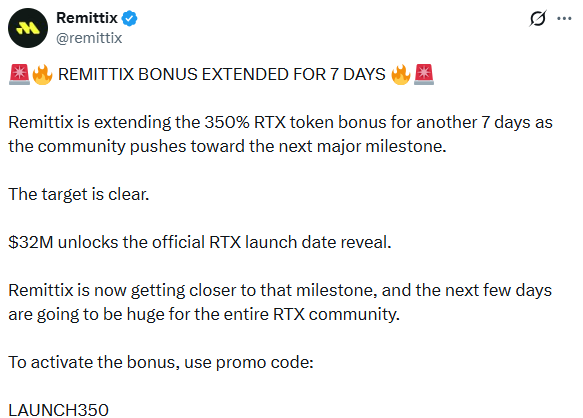 Remittix bonus extended