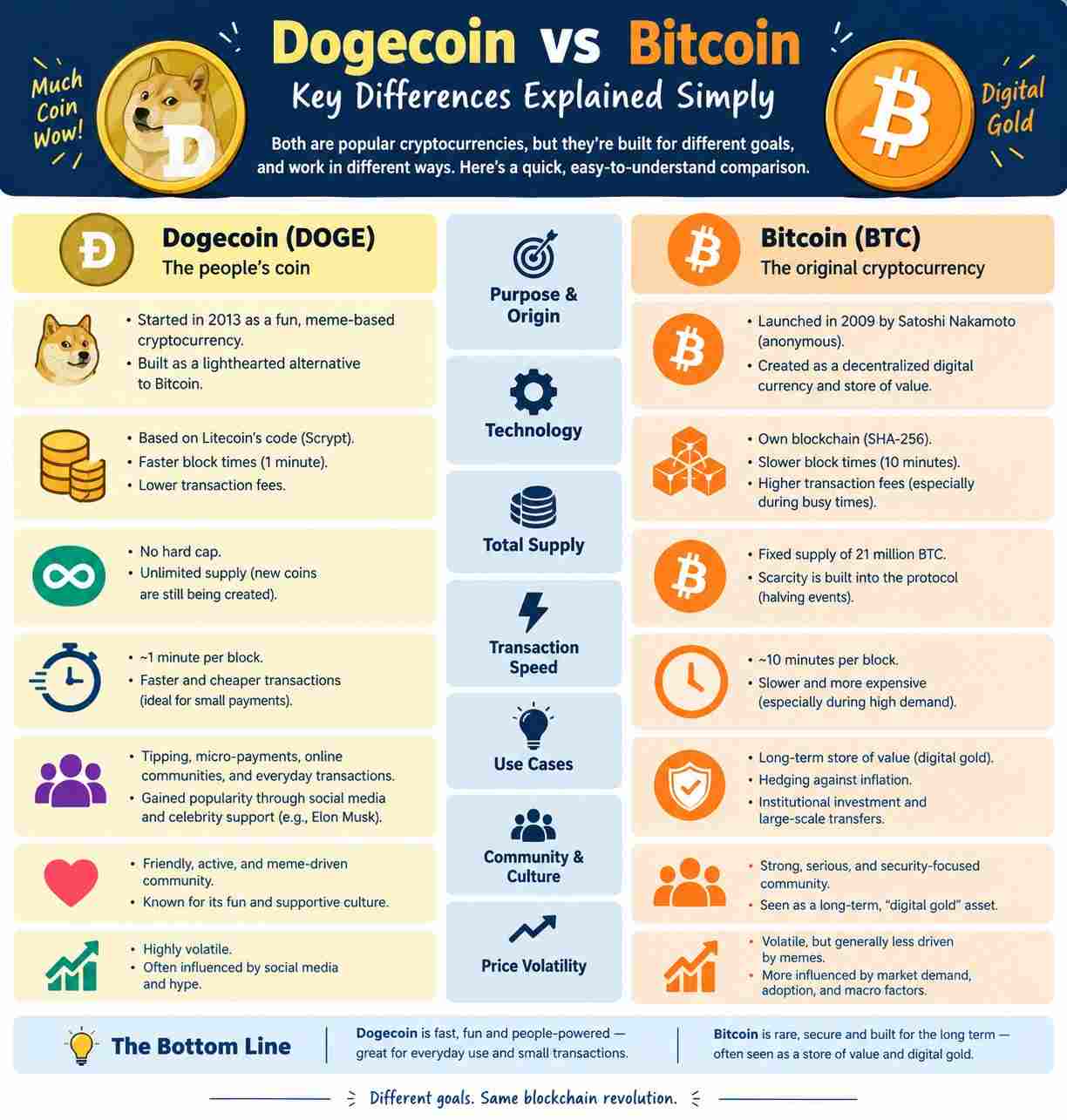 Dogecoin vs Bitcoin Comparison