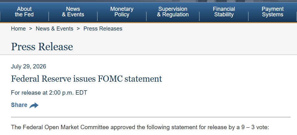 Federal Reserve Issues FOMC Meeting Statement 