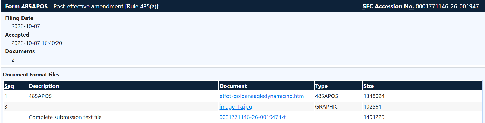 The filing index lists the full document