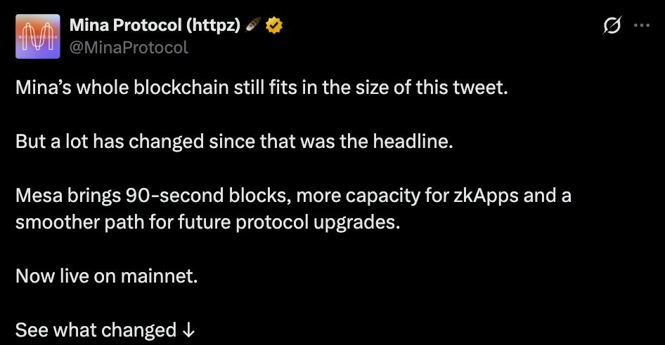 Mina protocol Official Tweet Mina protocol Official Tweet