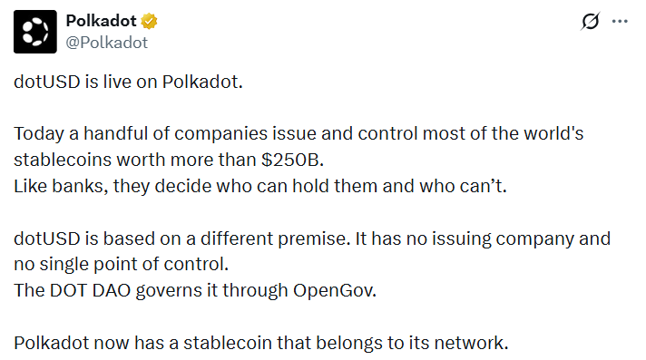 Polkadot post on X