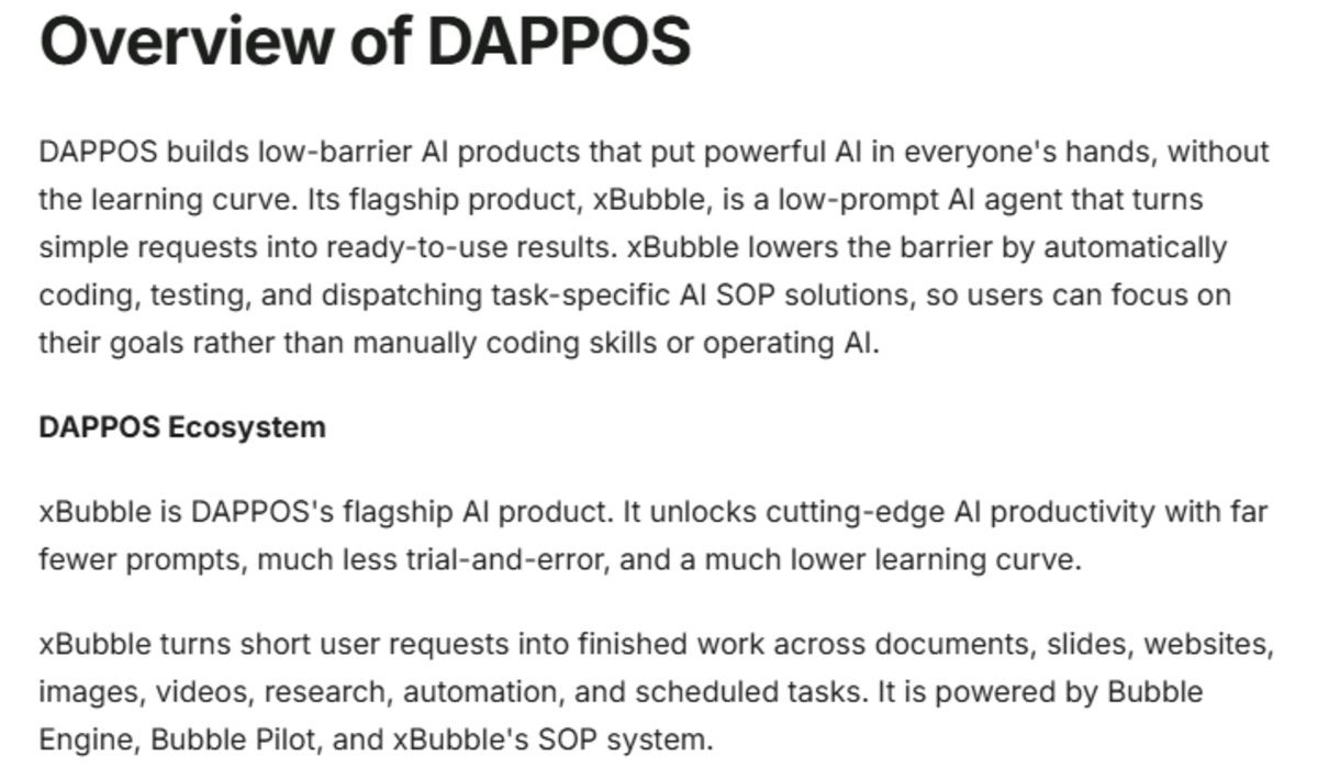 Official Docs of Dappos showing ecosystem details Official Docs of Dappos showing ecosystem details
