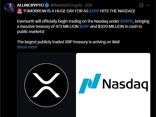 Evernorth XRPN holds about 473 million tokens Evernorth XRPN holds about 473 million tokens