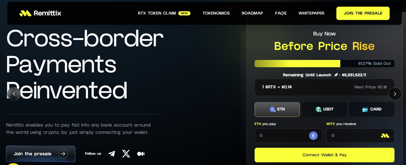Remittix Launch PayFi dashboard