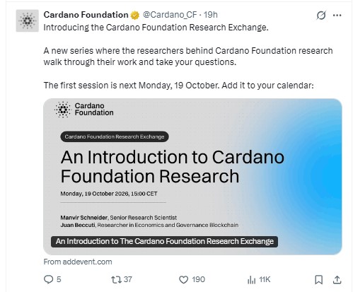 per the Cardano Foundation announcement