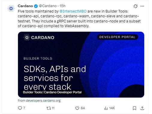 Cardano official X account shared