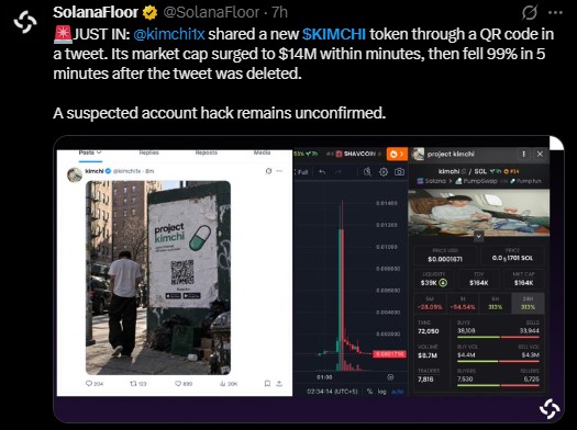 Crypto trader Kimchi (@kimchi1x) posted a promo image with a QR code Crypto trader Kimchi (@kimchi1x) posted a promo image with a QR code