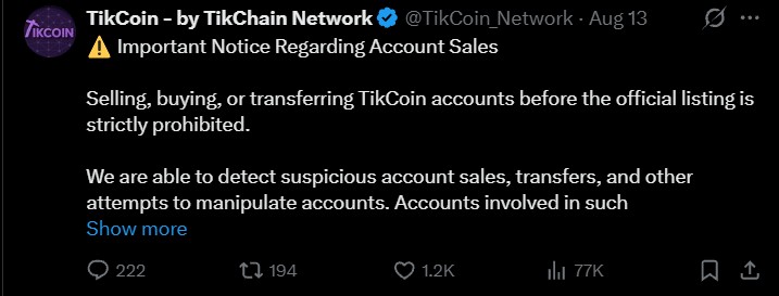 TikCoin Network Testnet, Social Mining and Growth