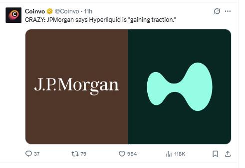 JPMorgan Hyperliquid gaining traction institutional interest JPMorgan Hyperliquid gaining traction institutional interest