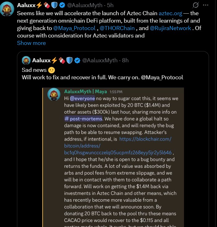 Maya Protocol Hack Update