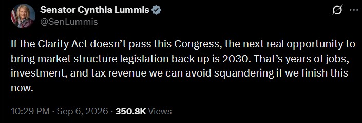 CLARITY Act News: Why Is Cynthia Lummis Warning of a 2030 Delay?