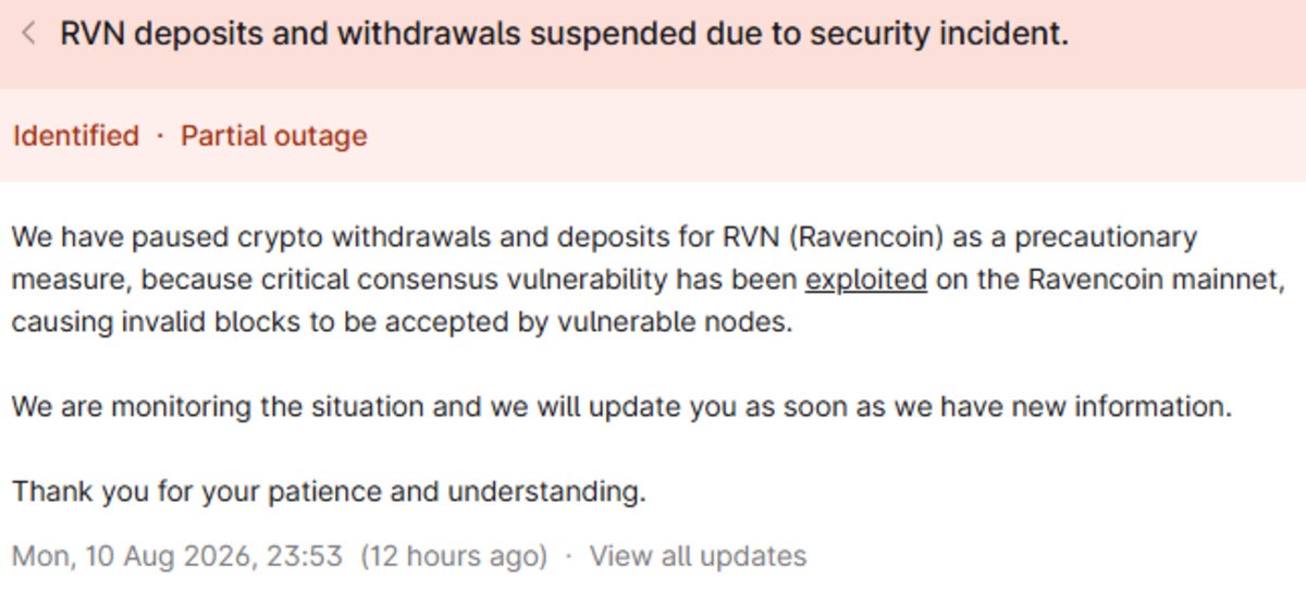 Bitvavo official notice of RVN coin suspension Bitvavo official notice of RVN coin suspension